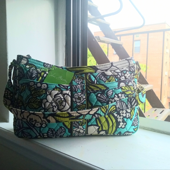 Vera Bradley Turquoise and Lime Floral Shoulder Bag - Picture 1 of 4